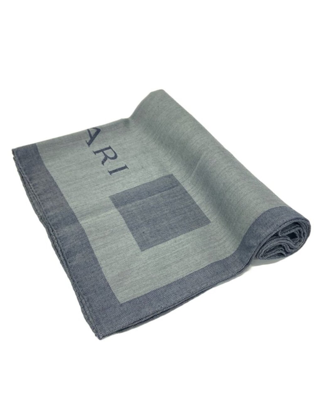 Bvlgari Shawl Gray Navy Wool Silk Scarf